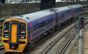 Exeter train arriving at Fratton, Portsmouth. First Great Western. FGW.