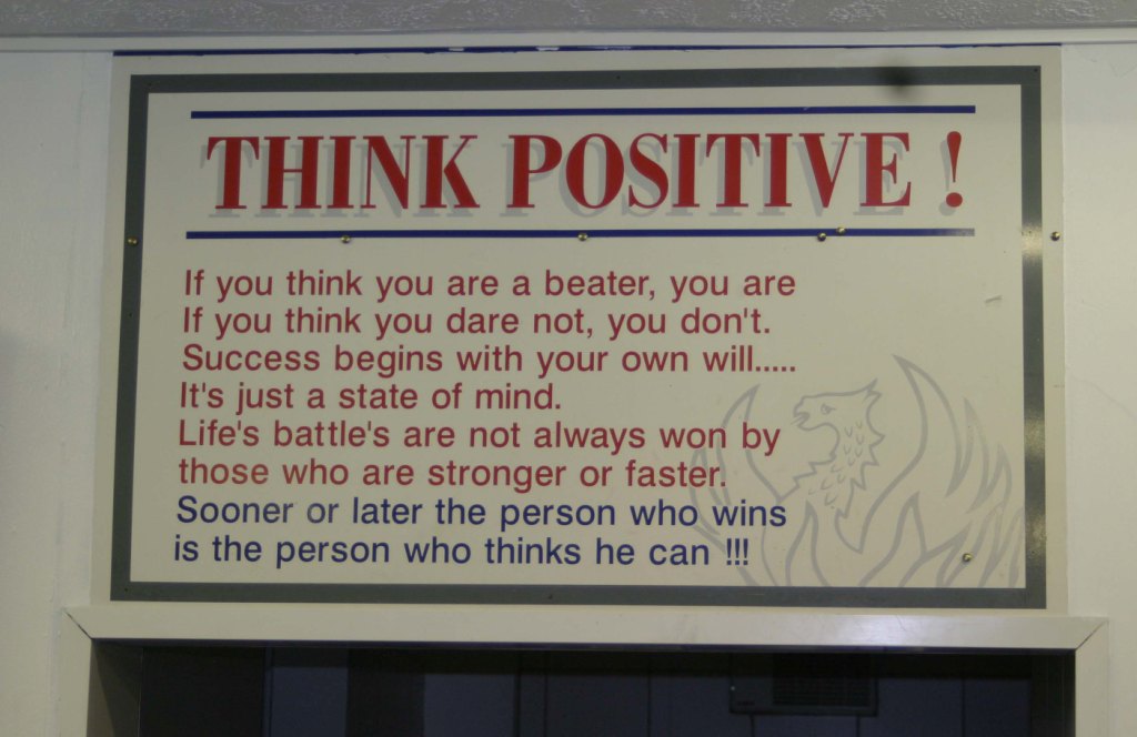 Think Positive Dressing room message Aldershot Town