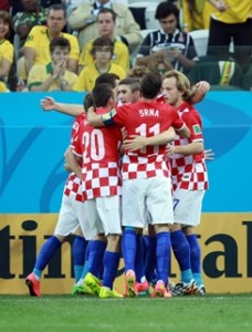 Croatia celebrate their goal against Brazil