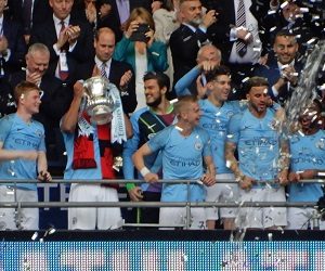 Picture of Man City raising the FA Cup at Wembley